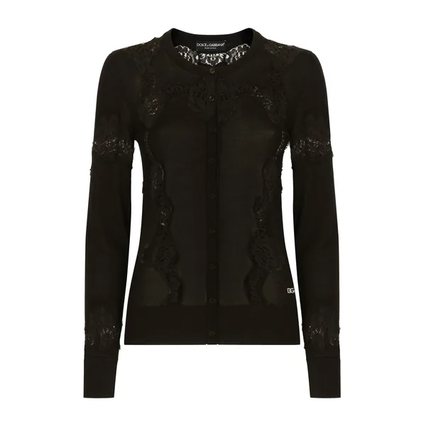Dolce & Gabbana Cashmere and silk cardigan with lace inlay