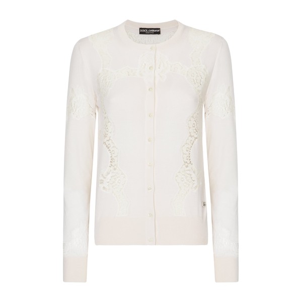Dolce & Gabbana Cashmere and silk cardigan with lace inlay