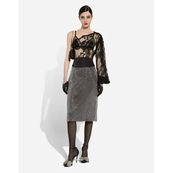 Dolce & Gabbana Chantilly lace one-shoulder blouse, view 3