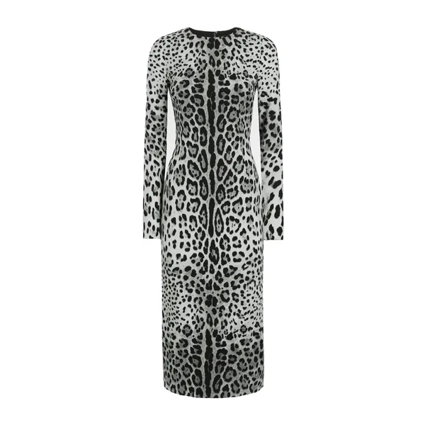 Dolce & Gabbana Charmeuse calf-length sheath dress with leopard print