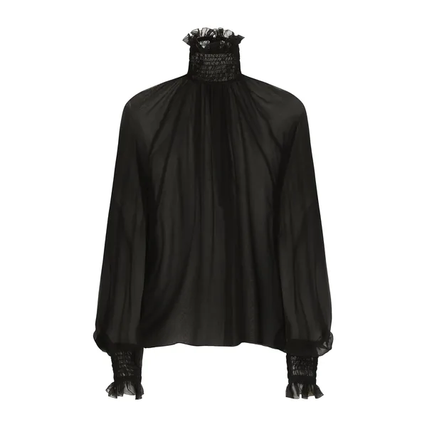 Dolce & Gabbana Chiffon blouse with smock-stitch detailing