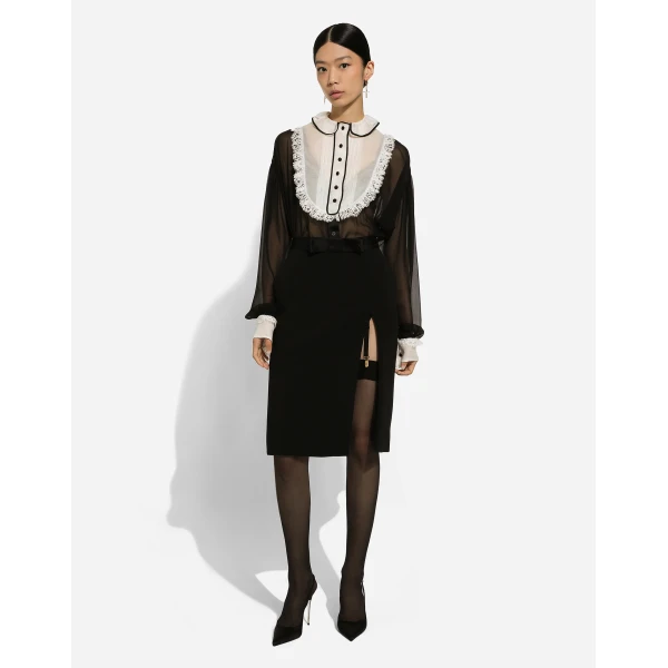 Dolce & Gabbana Chiffon shirt with shirt front and organza cuffs, view 3