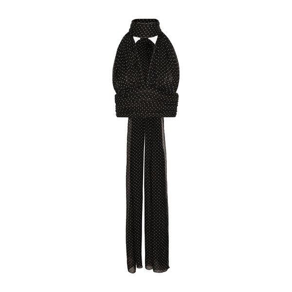 Dolce & Gabbana Chiffon top with polka-dot print and scarf detail