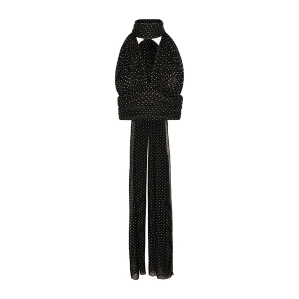 Dolce & Gabbana Chiffon top with polka-dot print and scarf detail