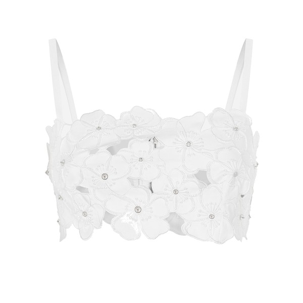 Dolce & Gabbana Cotton bralette top with cut-out embroidery and rhinestone embellishment