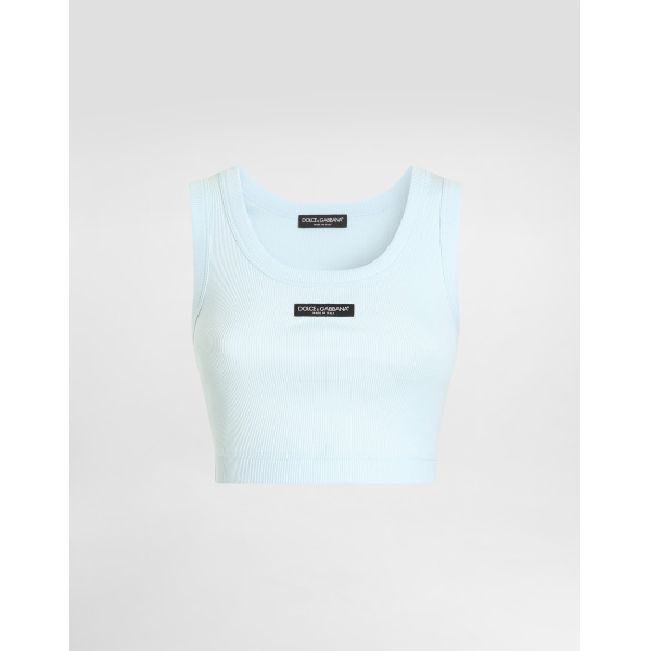 Dolce & Gabbana Cotton cropped tank top with logo