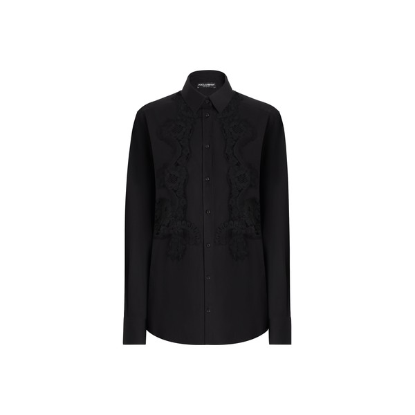 Dolce & Gabbana Cotton poplin shirt with lace inlay