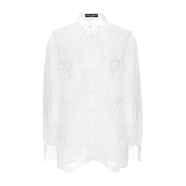 Dolce & Gabbana Cotton shirt with floral openwork embroidery