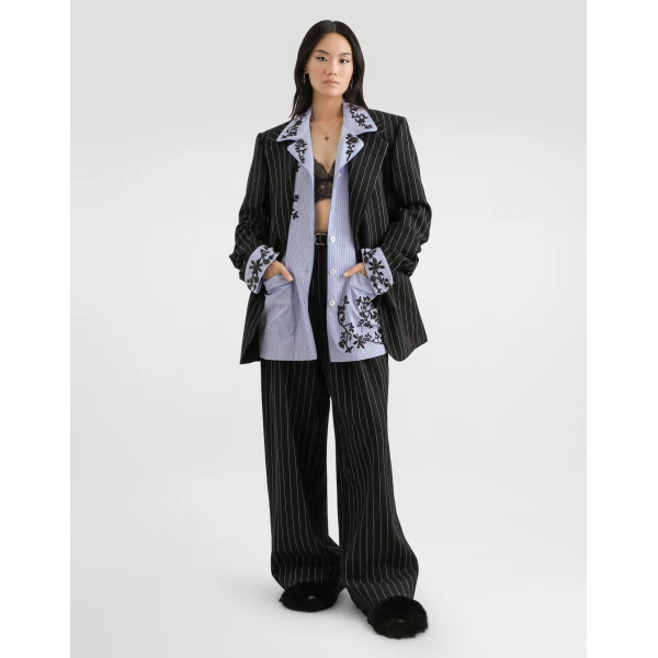 Dolce & Gabbana Cotton vanity shirt with flowers embroidery, view 2