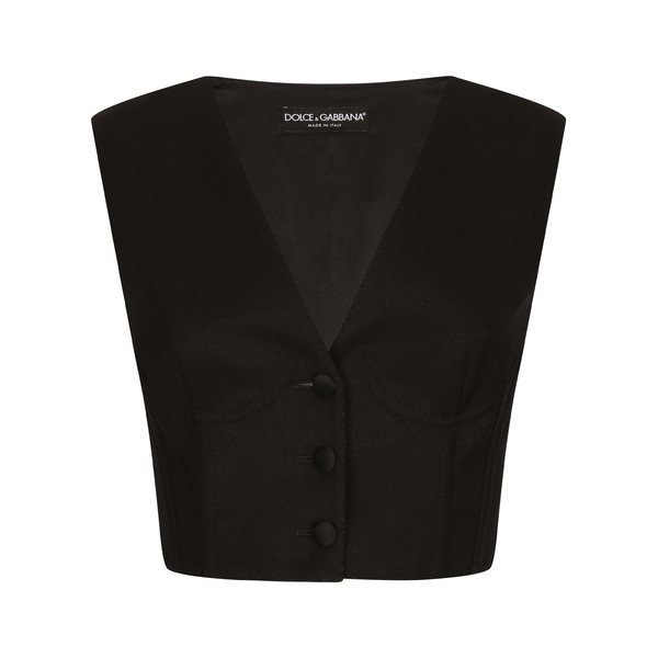 Dolce & Gabbana Cropped cady waistcoat with corset details