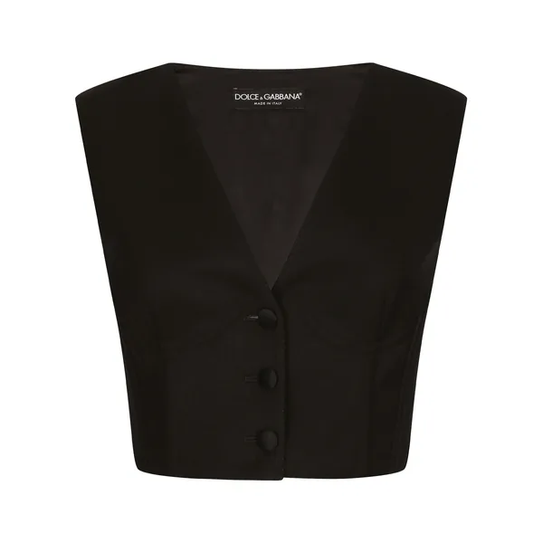 Dolce & Gabbana Cropped cady waistcoat with corset details