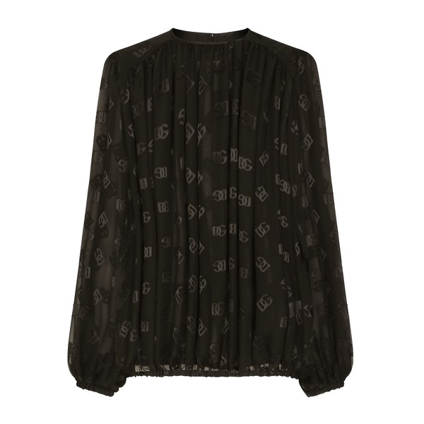 Dolce & Gabbana Devoré satin blouse with all-over DG logo