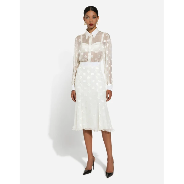 Dolce & Gabbana Dévoré silk shirt with DG logo, view 2