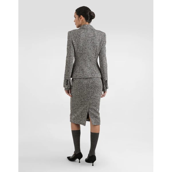 Dolce & Gabbana Dotted wool blend sheath skirt, view 3