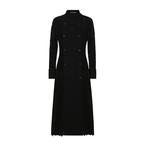 Dolce & Gabbana Double-breasted cordonetto lace and wool crêpe coat