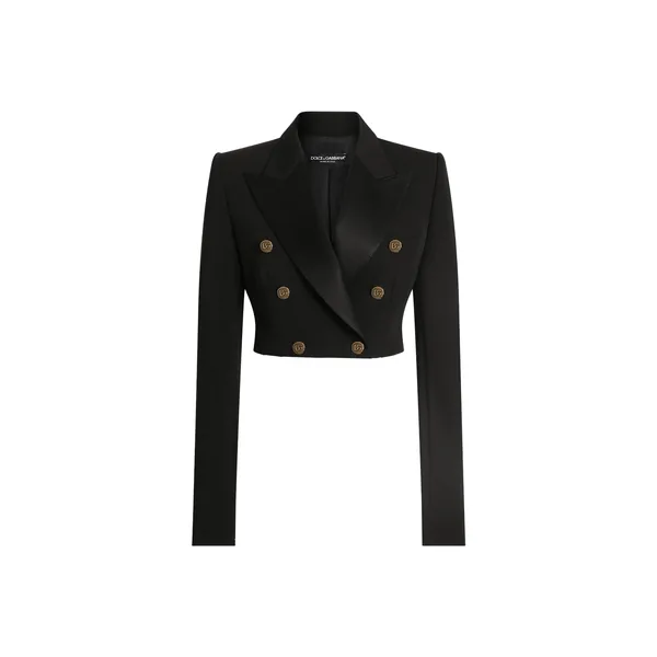 Double-breasted jacket in wool gabardine