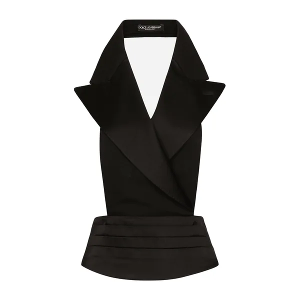 Dolce & Gabbana Double-breasted silk satin vest with low neckline on the back