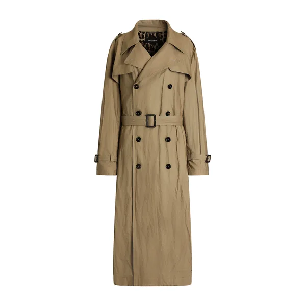 Double-breasted trench coat in wrinkled-effect cotton