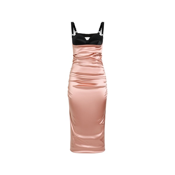 Dolce & Gabbana Draped satin calf-length dress with bra-style cups