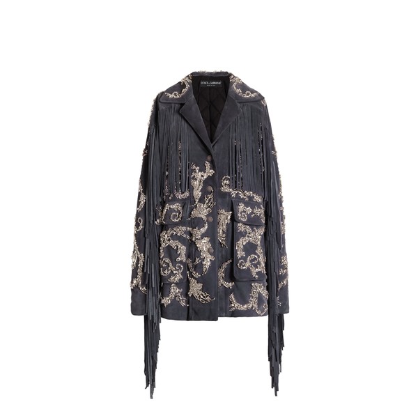 Dolce & Gabbana Embroidered split leather jacket