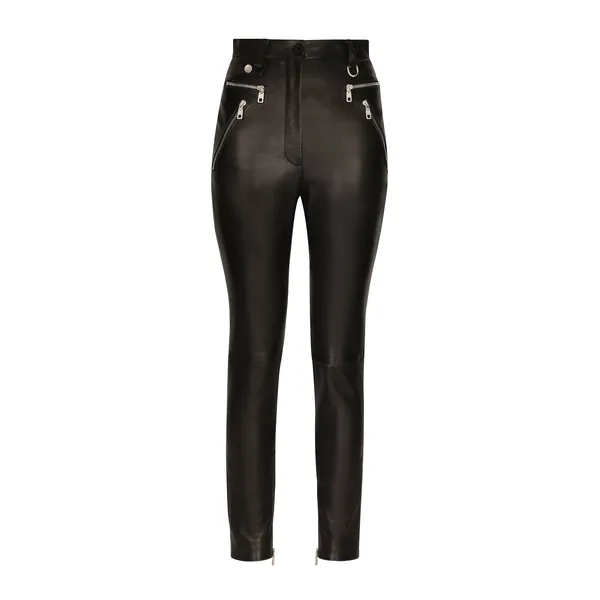 Dolce & Gabbana Faux leather jeans with zipper