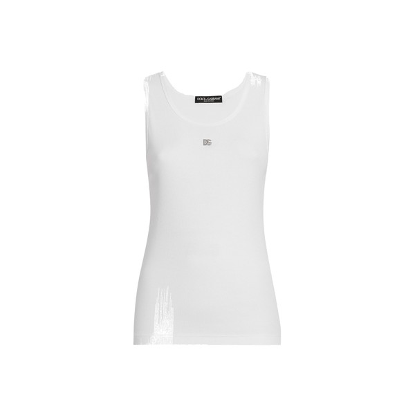 Dolce & Gabbana Fine-rib jersey tank top with DG logo pin