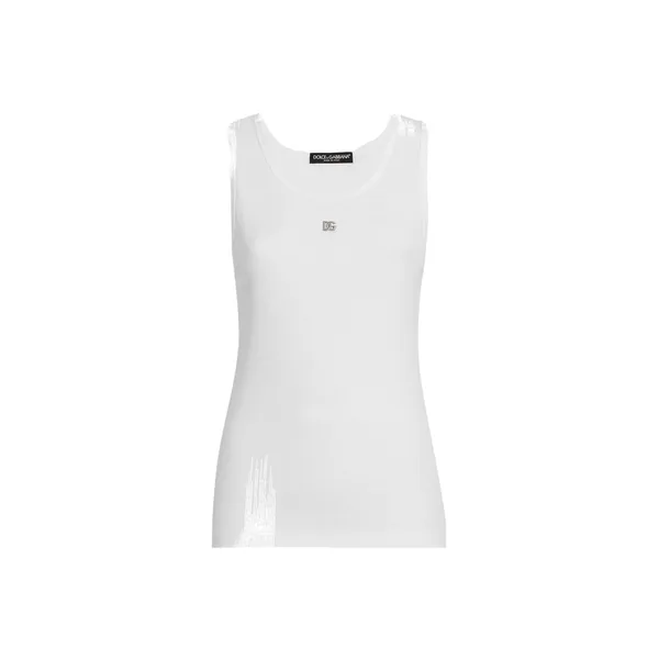 Fine-rib jersey tank top with DG logo pin