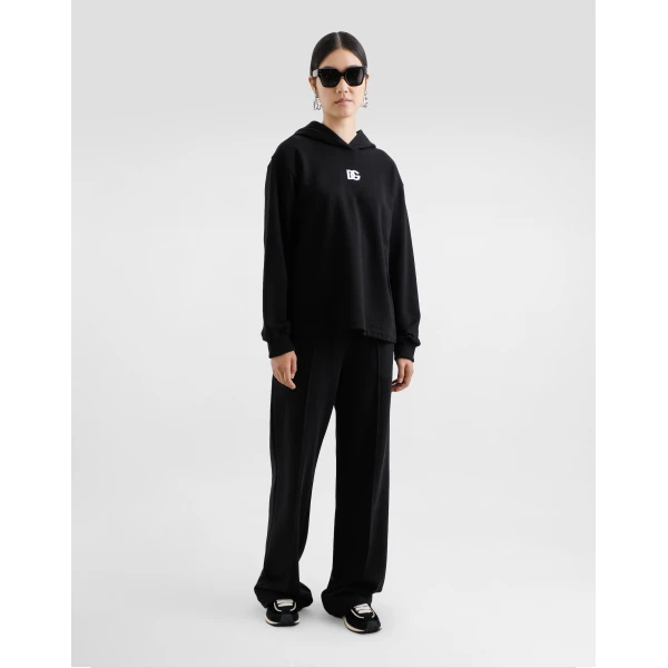 Dolce & Gabbana Flared jersey jogging pants with DG logo embroidery, view 2