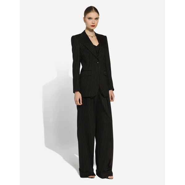 Dolce & Gabbana Flared pinstripe wool pants, view 2