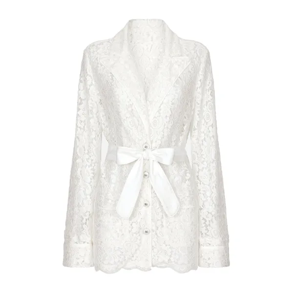 Floral cordonetto lace pajama shirt