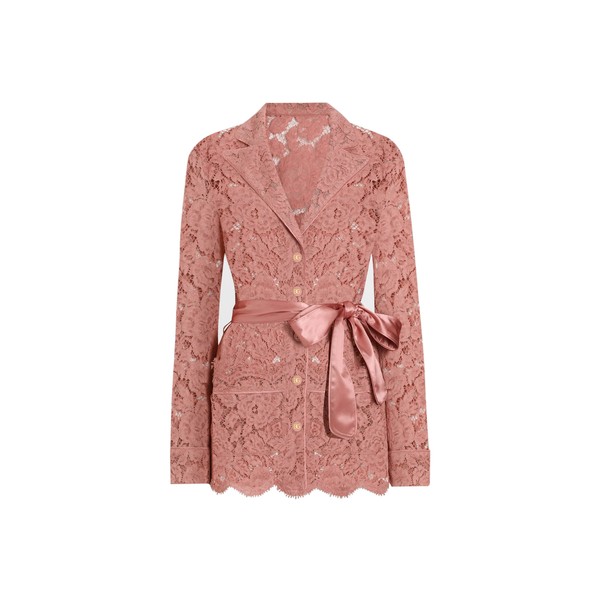 Dolce & Gabbana Floral cordonetto lace pajama shirt with DG logo