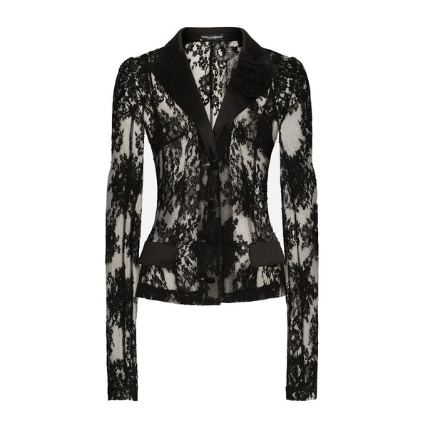 Dolce & Gabbana Floral lace jacket with satin details