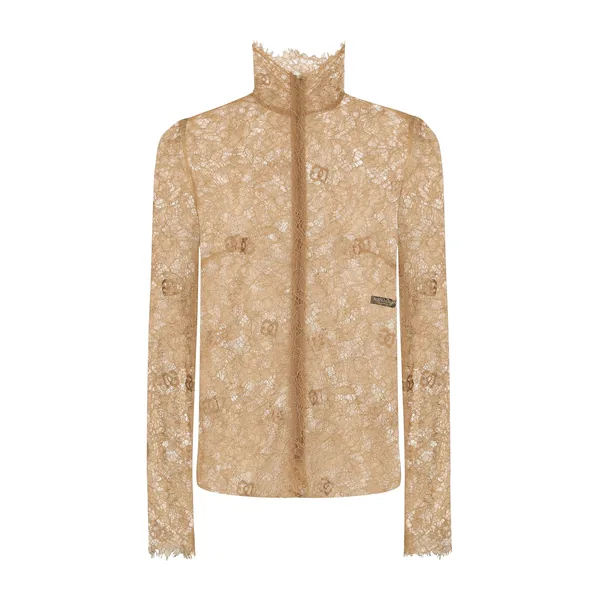 Dolce & Gabbana Floral lace turtle-neck blouse