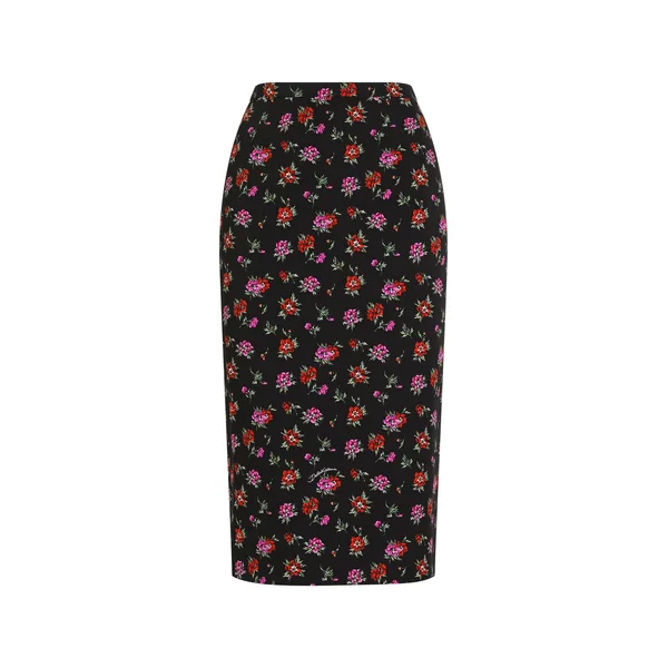 Floral-print straight skirt