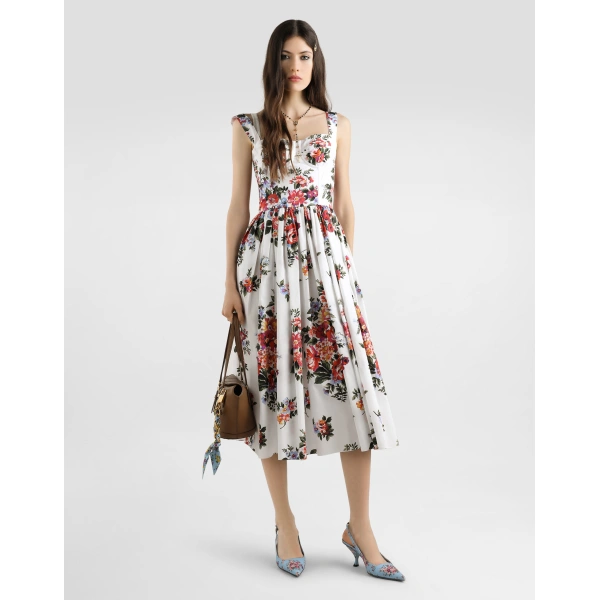 Dolce & Gabbana Flower bouquet-print cotton dress, view 2