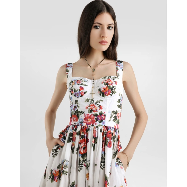 Dolce & Gabbana Flower bouquet-print cotton dress, view 5