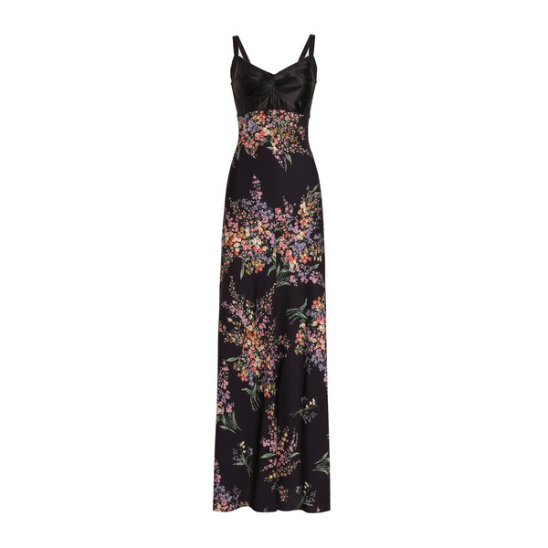 Dolce & Gabbana Flower bouquets-print long charmeuse dress