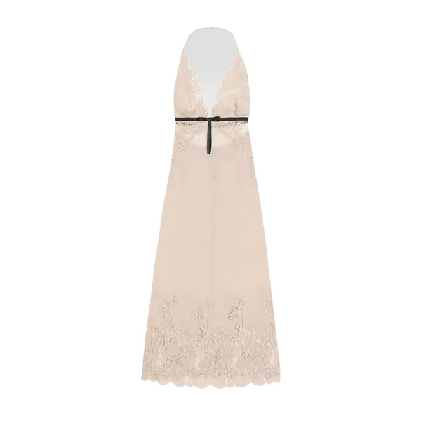 Georgette slip dress with lace details