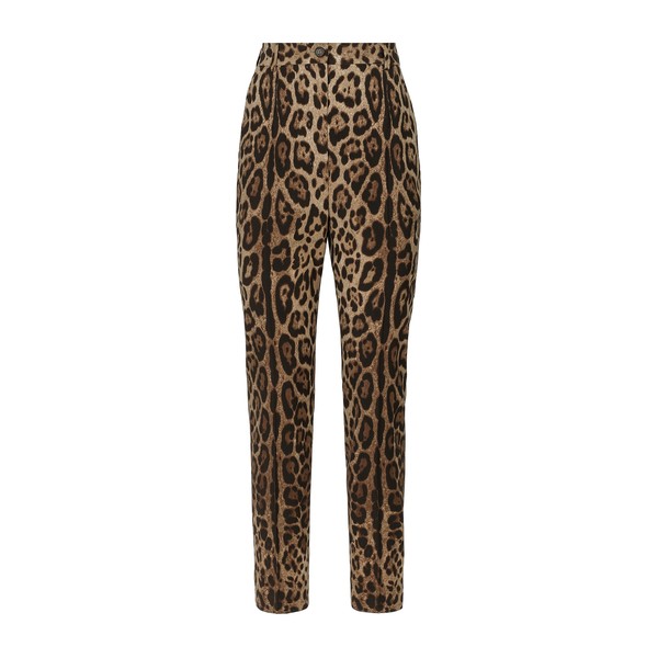 Dolce & Gabbana High-waisted pants in leopard-print wool