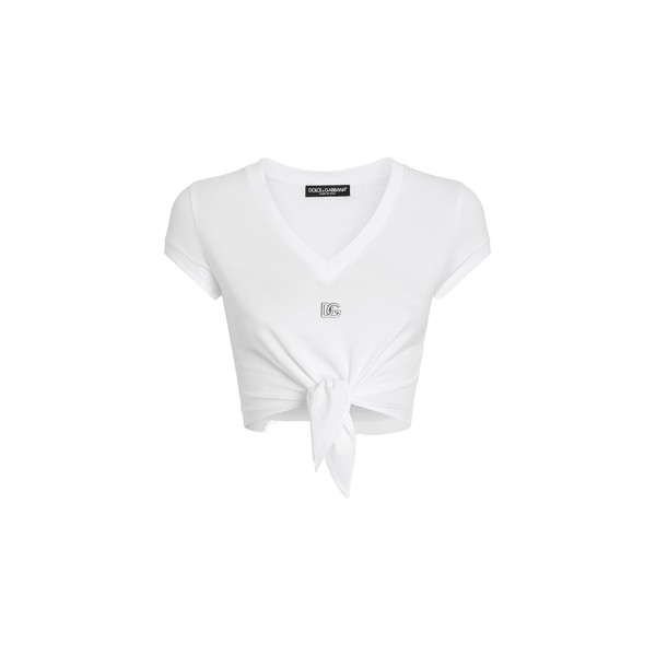 Dolce & Gabbana Jersey T-shirt with DG logo and knot detail Top
