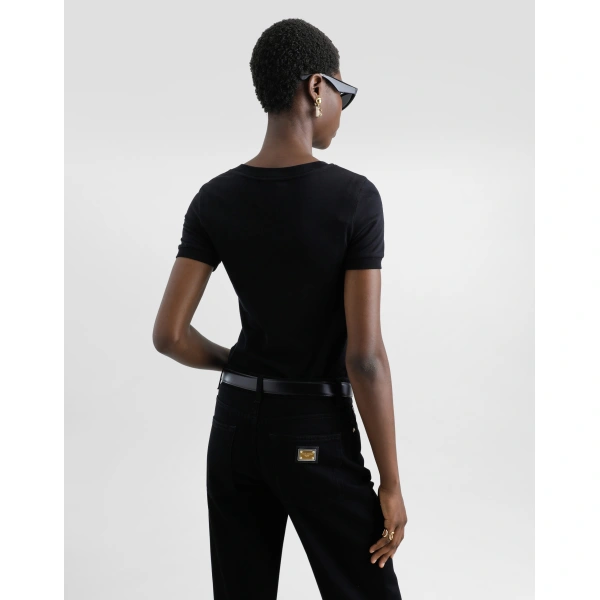Dolce & Gabbana Jersey T-shirt with DG logo and lace details Top, view 6