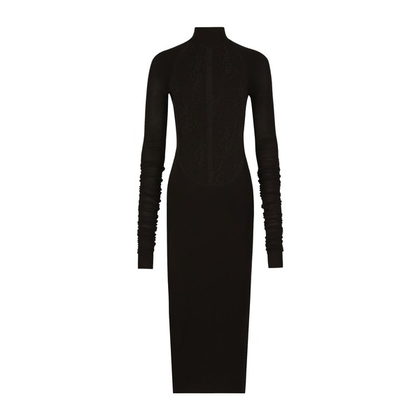 Dolce & Gabbana Jersey calf-length dress with Chantilly lace insert