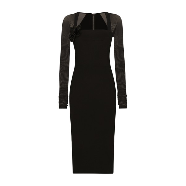 Dolce & Gabbana Jersey calf-length dress with tulle sleeves