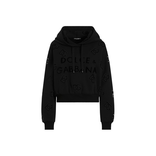 Dolce & Gabbana Jersey hoodie with cut-out and DG logo