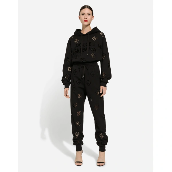 Dolce & Gabbana Jersey jogging pants with cut-out and DG logo, view 2