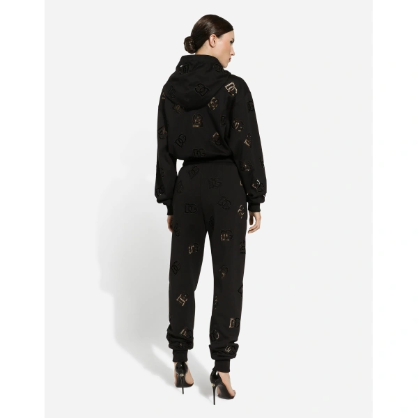 Dolce & Gabbana Jersey jogging pants with cut-out and DG logo, view 3