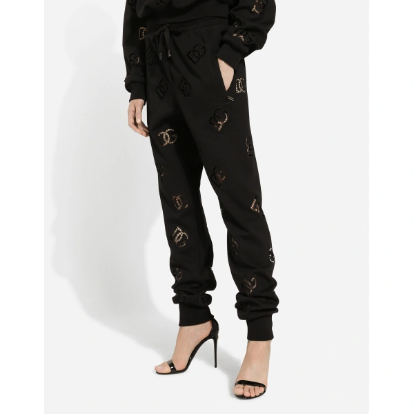 Dolce & Gabbana Jersey jogging pants with cut-out and DG logo, view 4