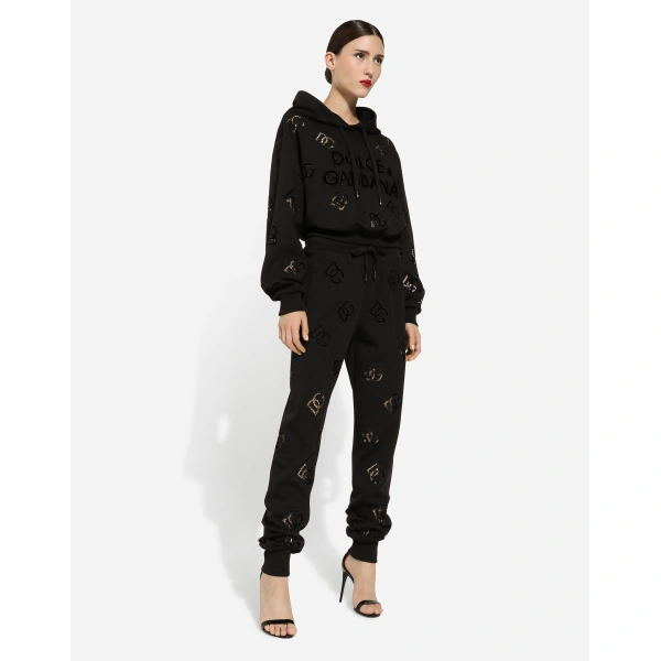 Dolce & Gabbana Jersey jogging pants with cut-out and DG logo, view 5