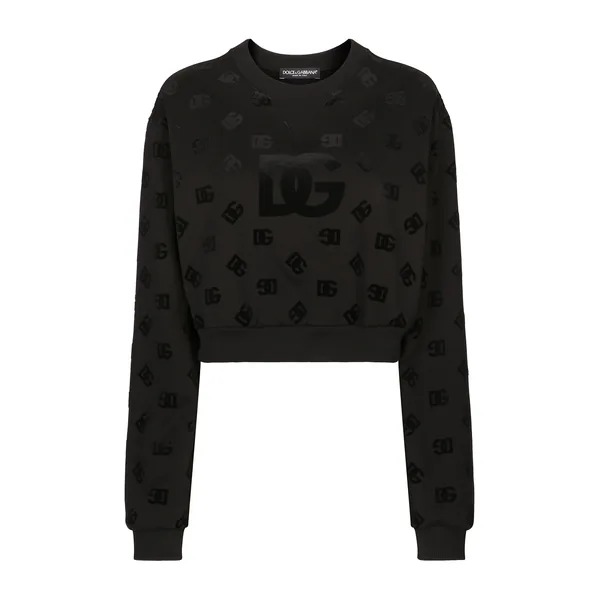 Dolce & Gabbana Jersey sweatshirt with flocked DG logo print Top