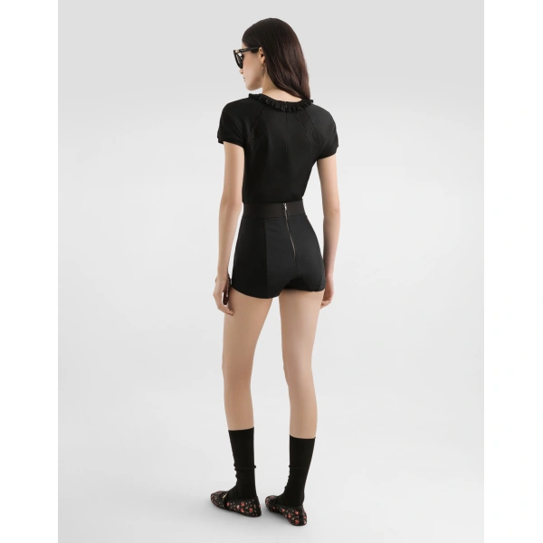 Dolce & Gabbana Jersey t-shirt with lace and embroidery Top, view 3
